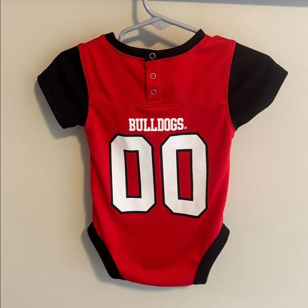 Russell Athletic Red and Black Georgia Bulldog jersey bodysuit size 6-9 months